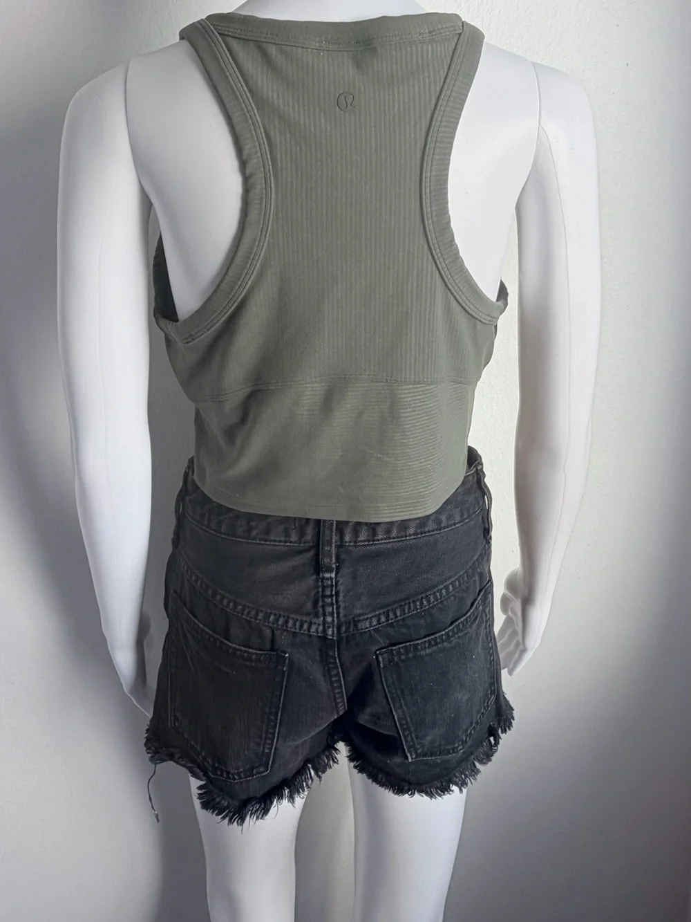 lululemon athletica Olive Ribbed Crop Tank